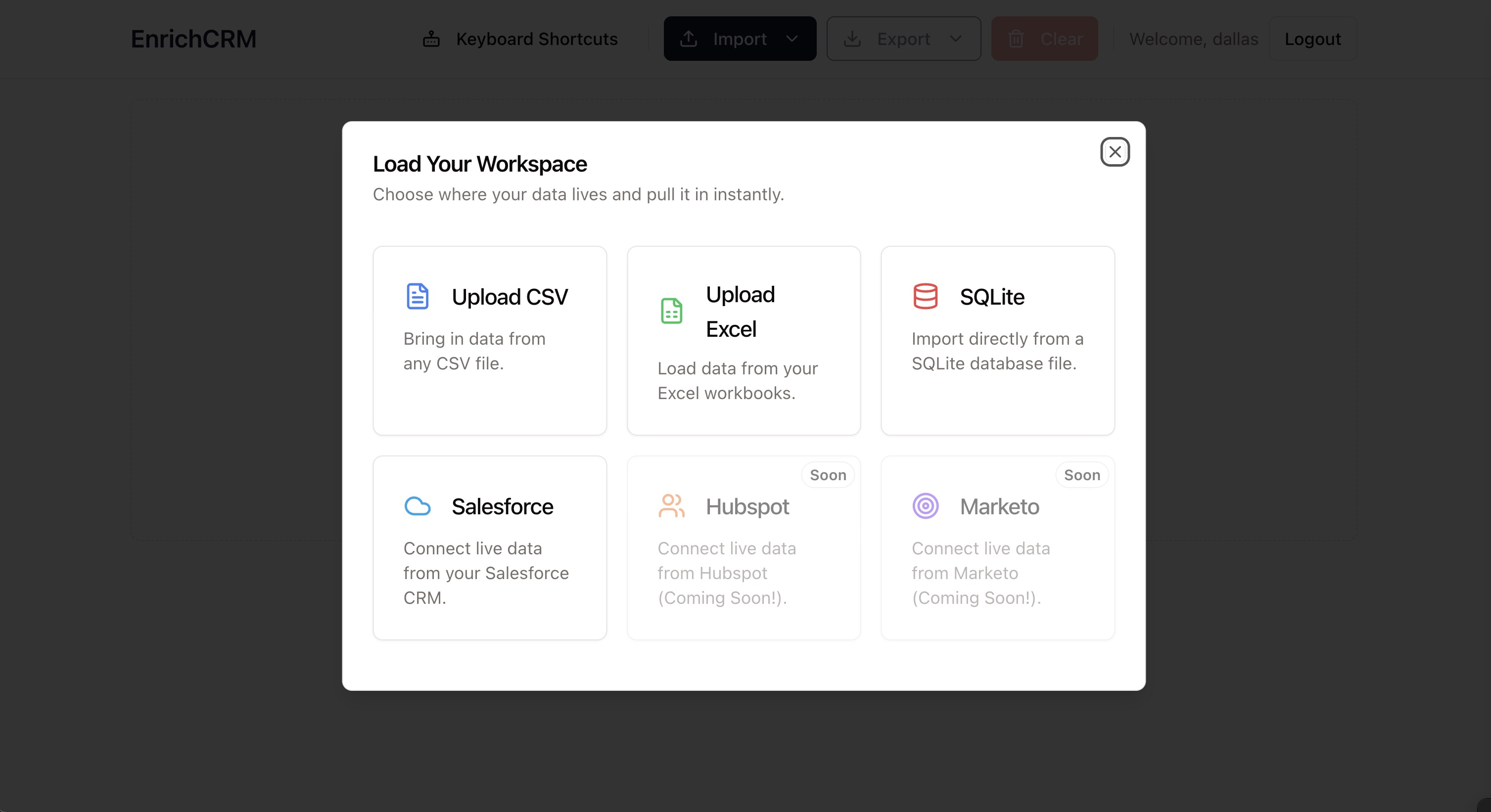 EnrichCRM Application Interface
